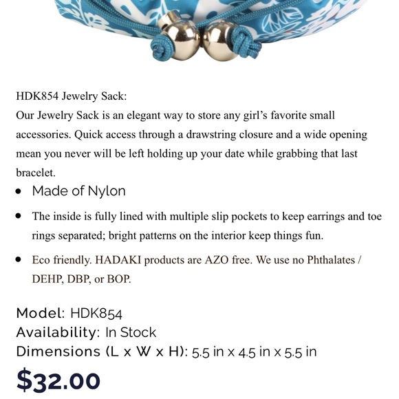 HADAKI “BERRY BLOSSOM TEAL” JEWELRY BAG - Picture 5 of 6